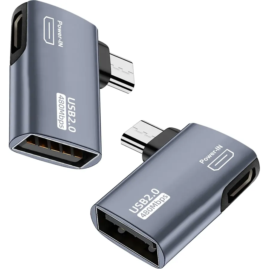 AreMe 2 Pack 90 Degree OTG Cable Adapter for Fire TV Stick 4K, Grey