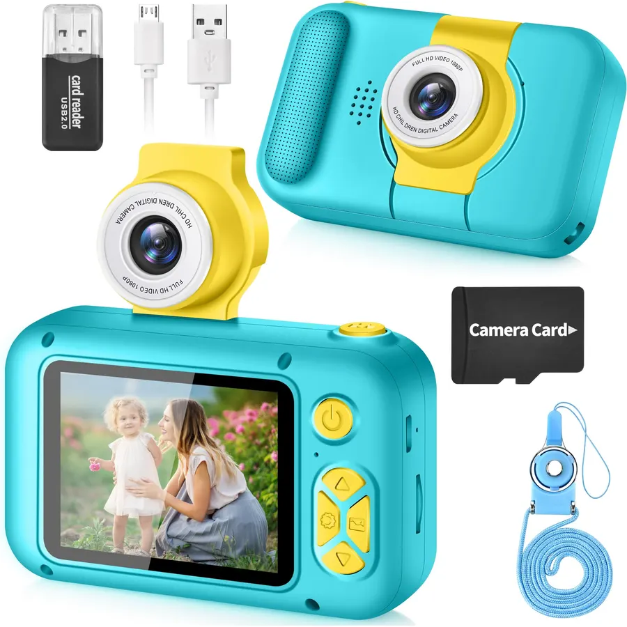ARNSSIEN Kids Camera for Toddlers with 180°Flip Lens,2.4 Inch IPS Screen