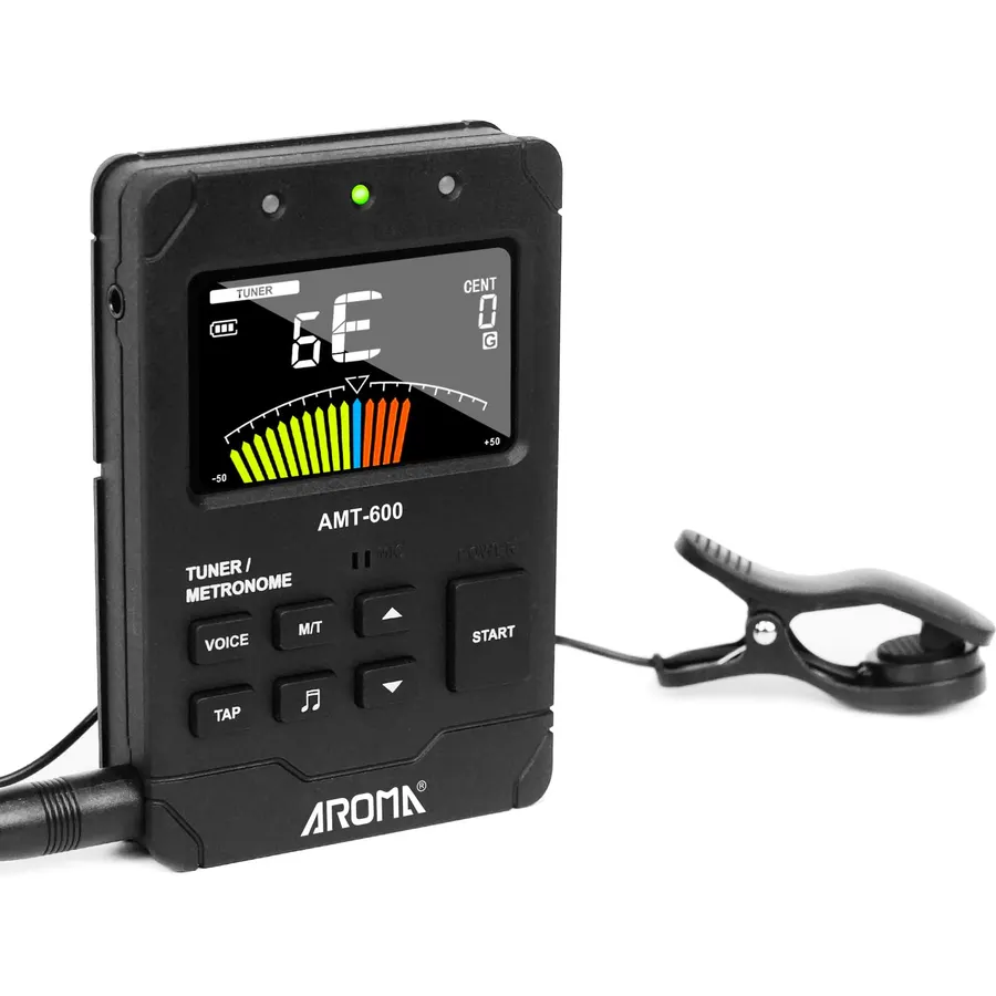 Aroma Digital Metronome Tuner Rechargeable for All Instruments with Guitar Bass Violin Ukulele Chromatic and Wind Instruments Tuning Modes