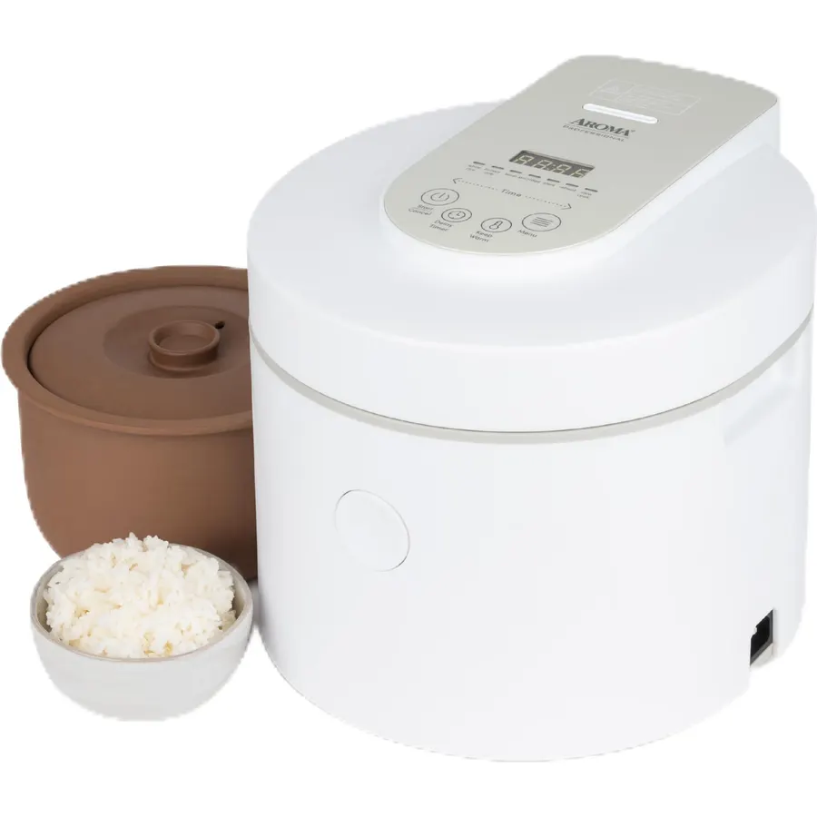 AROMA® Professional Rice Cooker with Purple Clay Cooking Pot, 6-Cup (Uncooked) / 12-Cup (Cooked), Healthy Grain Multicooker, Natural Ceramic, 3 Qt, White, ARC-7206P