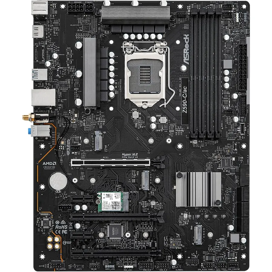 ASRock Z590-C/ac ATX Motherboard, LGA1200, DDR4 4800+, PCIe 4.0, Intel Gigabit LAN, 802.11ac WiFi