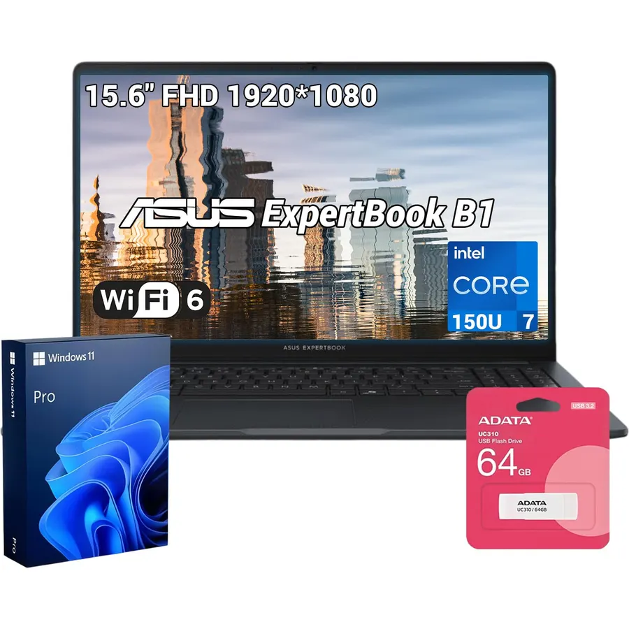 ASUS ExpertBook B1 Intel Core 7 150U Business Laptop, 32GB RAM+ 1TB SSD