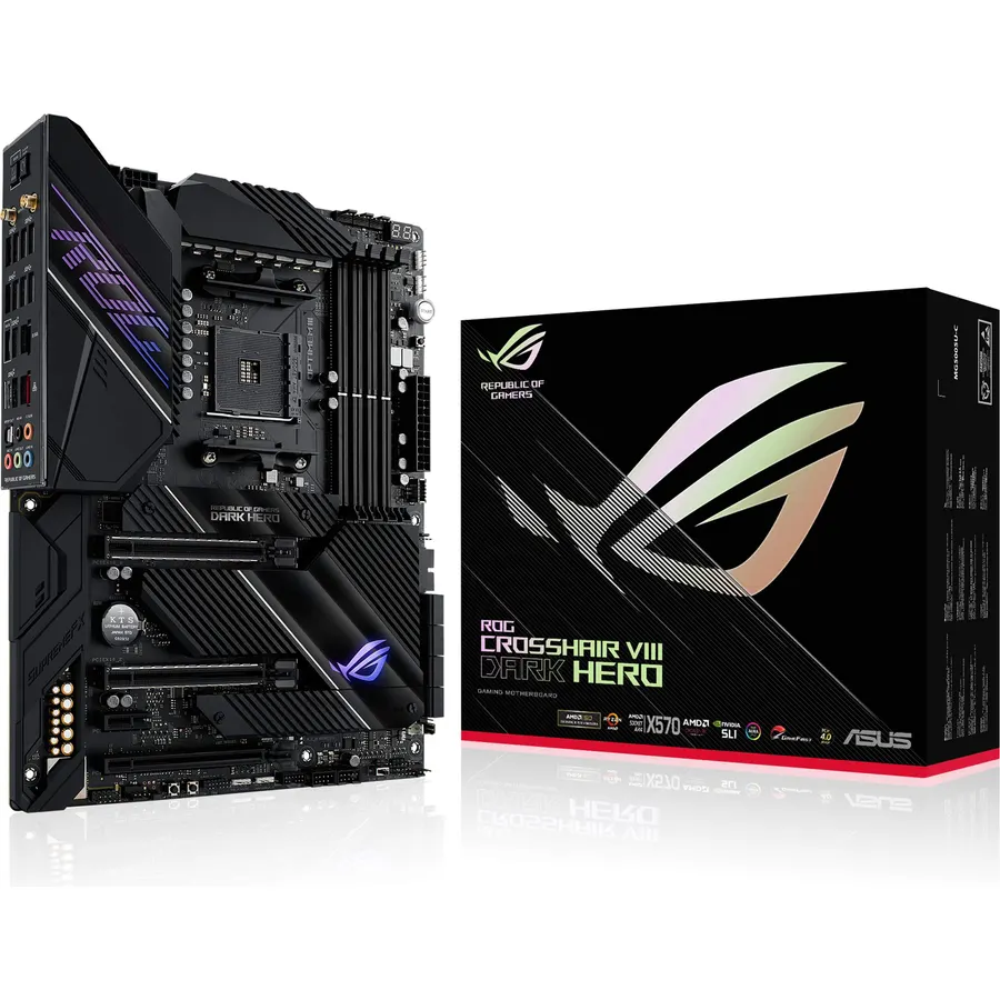 ASUS ROG Crosshair VIII Dark Hero AMD AM4 X570S Zen 3 Ryzen 5000 & 3rd Gen Ryzen ATX Gaming Motherboard (PCIe 4.0, 14+2 Ti Power Stages, PCH Heatsink, Wi-Fi 6, 2.5 Gbps LAN, USB 3.2 Gen 2 Type-C