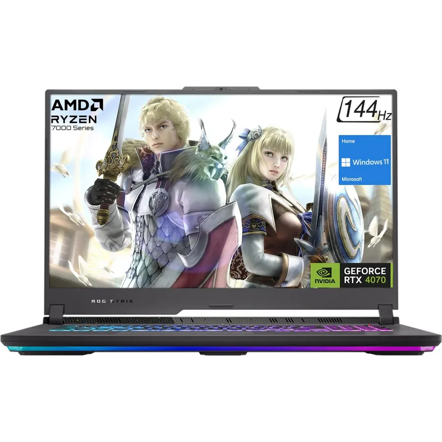ASUS ROG Strix G17 Gaming Laptop, 17.3" FHD 1920 * 1080 144Hz, AMD Ryzen 9 7845HX, GeForce RTX 4070, 32GB DDR5 RAM, 1TB PCIe M.2 SSD, Wi-Fi 6, RGB Backlit Keyboard, Windows 11 Home, Black