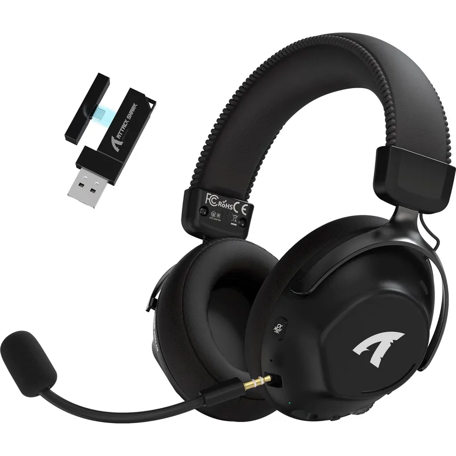 ATTACK SHARK L50 PRO Wireless Gaming Headset with Detachable Mic, Black