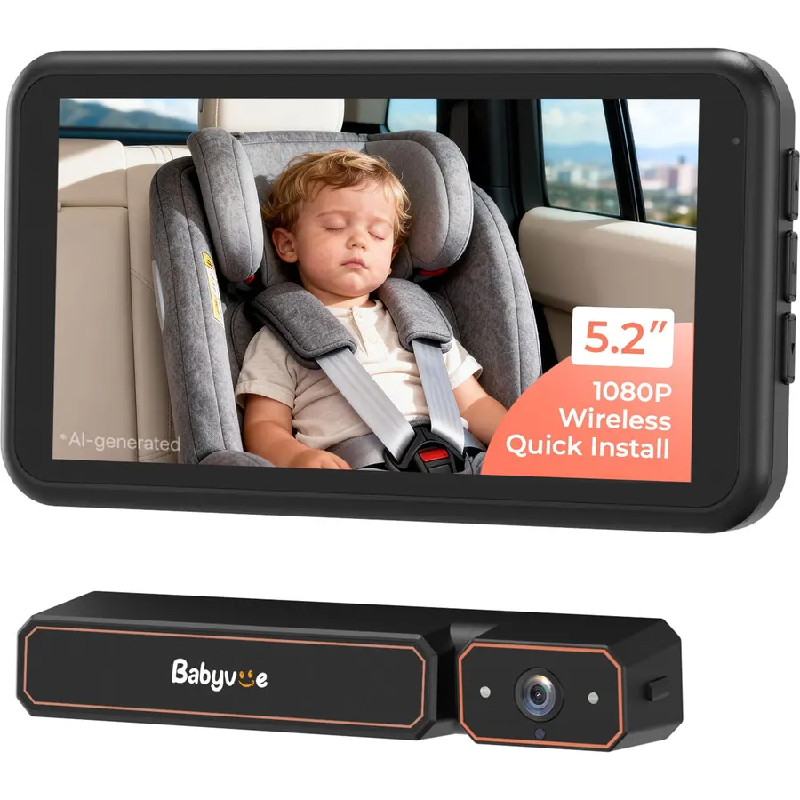 Babyvue BV6 Wireless Baby Car Camera Fast Setup, No Wiring Car Baby Monitor