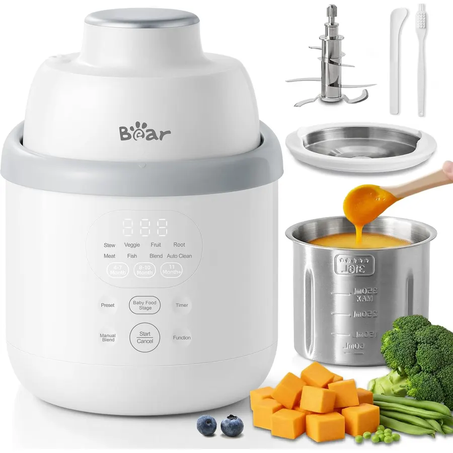 Bear Stainless Steel Baby Food Maker Processor, NutriEase 3-Stage Texture