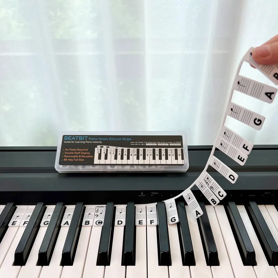 BEATBIT Piano Note Guide for Beginners, Removable, Black