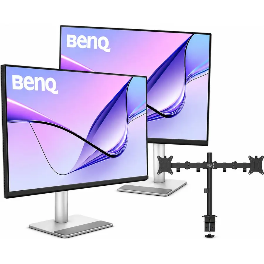 BenQ MA320U 32" 4K IPS HDR Monitors, Pack of 2, with Heavy-Duty Dual Desk Mount Stand, USB-C 90W, Mac Color Match, USB Hub, 99% sRGB, 97% DCI-P3, for MacBook Pro/Air & PC