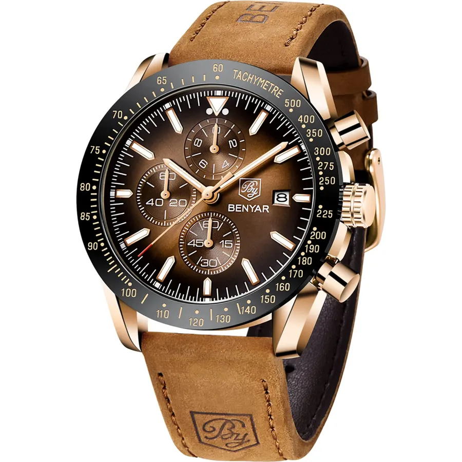 BENYAR Mens Watches Analog Quartz Chronograph Waterproof Watch for Men