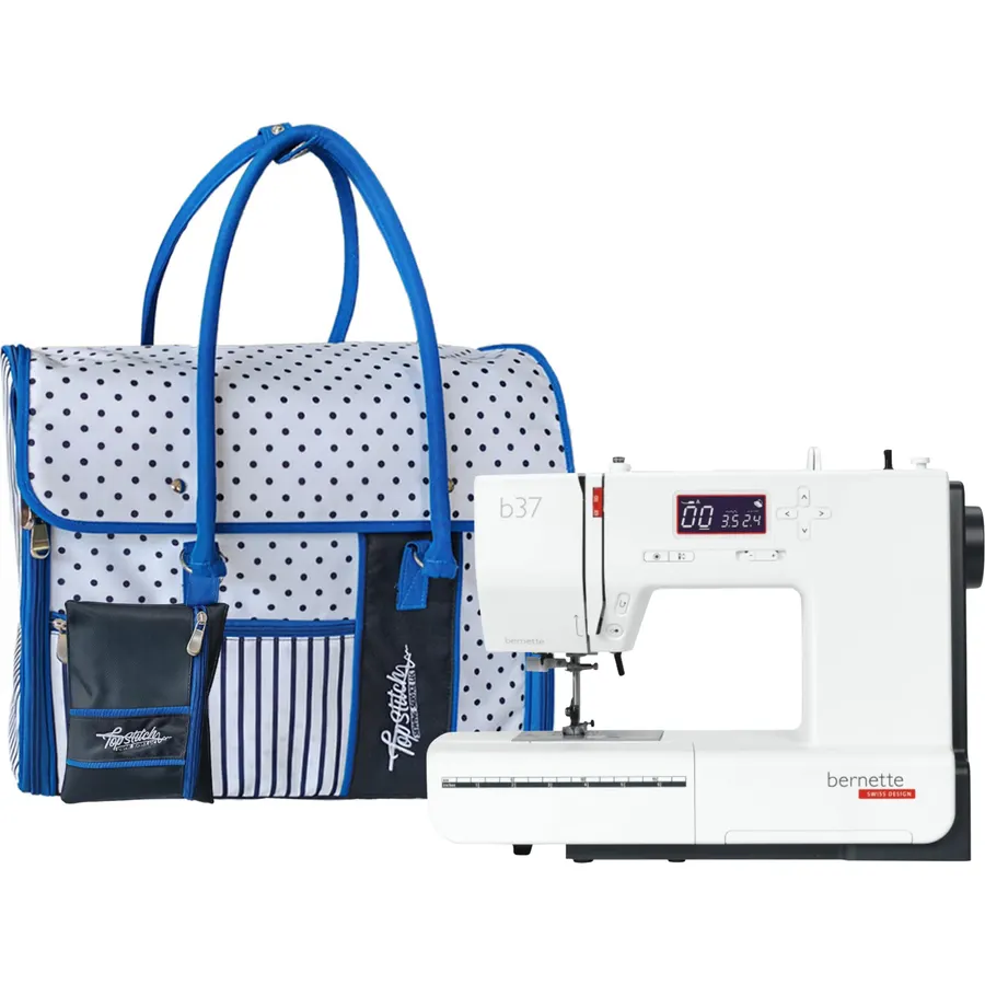 Bernette B37 Computerized Sewing Machine with 50 Stitches, LCD Display, 7mm Stitch Width Includes TopStitch Carrying Tote Bag