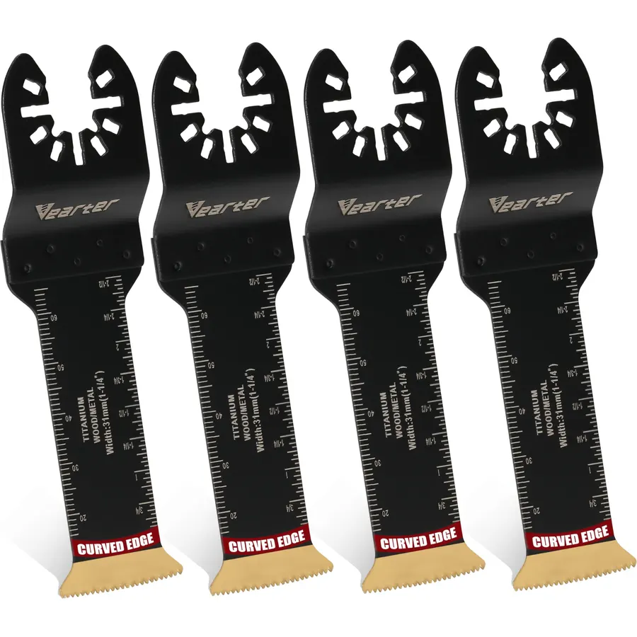 Bimetal Titanium Oscillating Tool Blade 4PCS, Extra Long for Metal