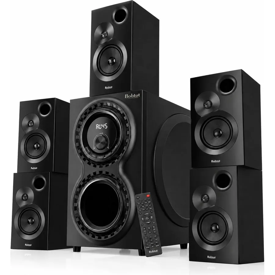 Bobtot Surround Sound Systems for TV, 1400 Watts Peak Power 12" Subwoofer