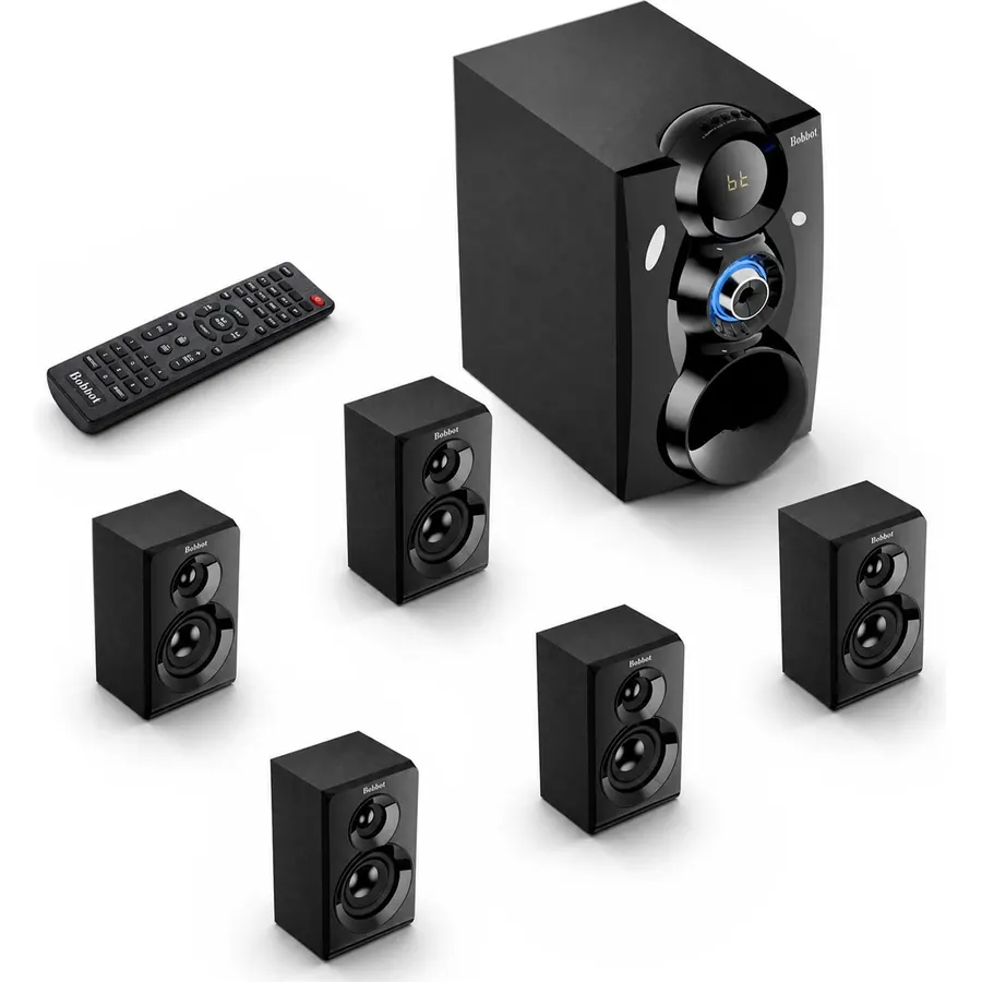 Bobtot Wireless Surround Sound System 1000W Peak Power, 8" Subwoofer