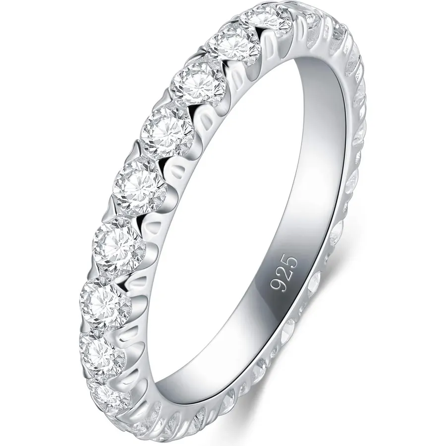 BORUO 925 Sterling Silver Celtic Knot Heart Wedding Band, Sizes 4-12