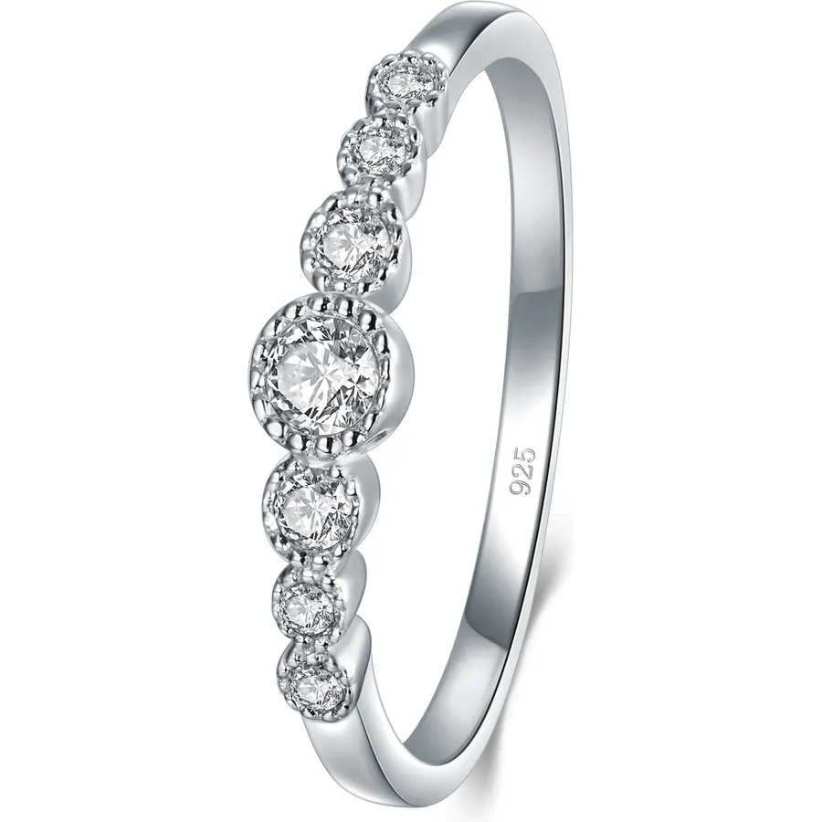 BORUO 925 Sterling Silver Daisy Flower Hawaiian Wedding Band, Sizes 4-12