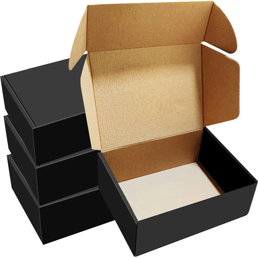 BoShahai 30 Pack 8x6x3 inch Black Shipping Boxes, Corrugated Cardboard