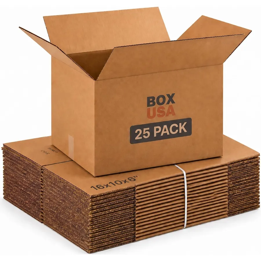 BOX USA Shipping Boxes 16"L x 10"W x 6"H, 25-Pack Medium Corrugated Cardboard Boxes for Shipping, Mailing, Packing, Packaging and Storage