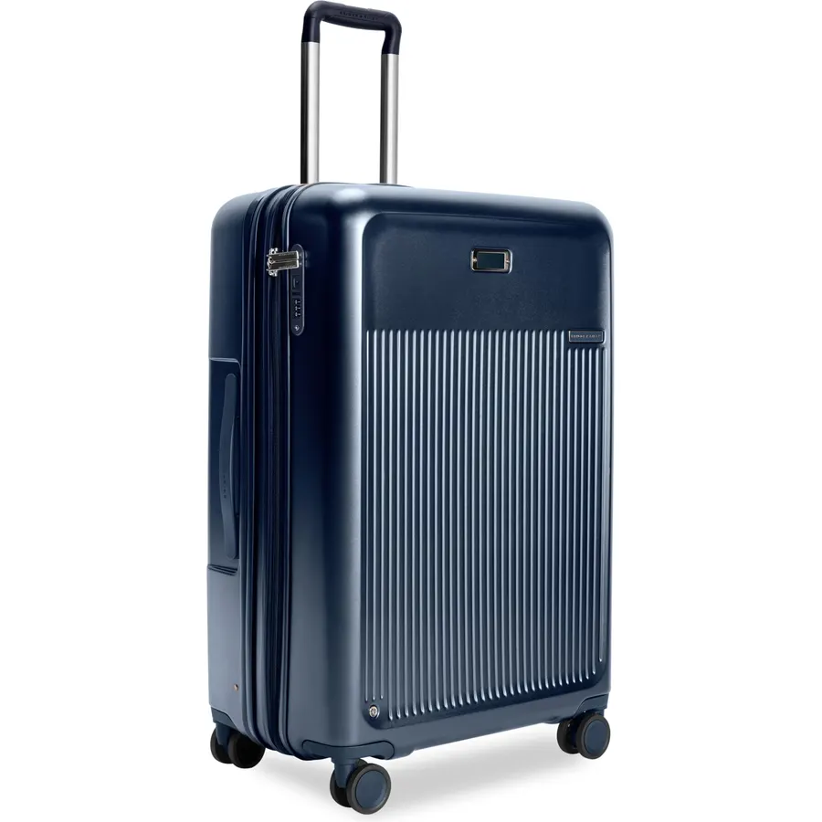 Briggs & Riley 30" Large Expandable Spinner - Checked Luggage for Travel, Suitcases with Wheels, Hardside Rolling Bag for Men & Women, Self-Repairing Zipper - Sympatico Collection, Navy