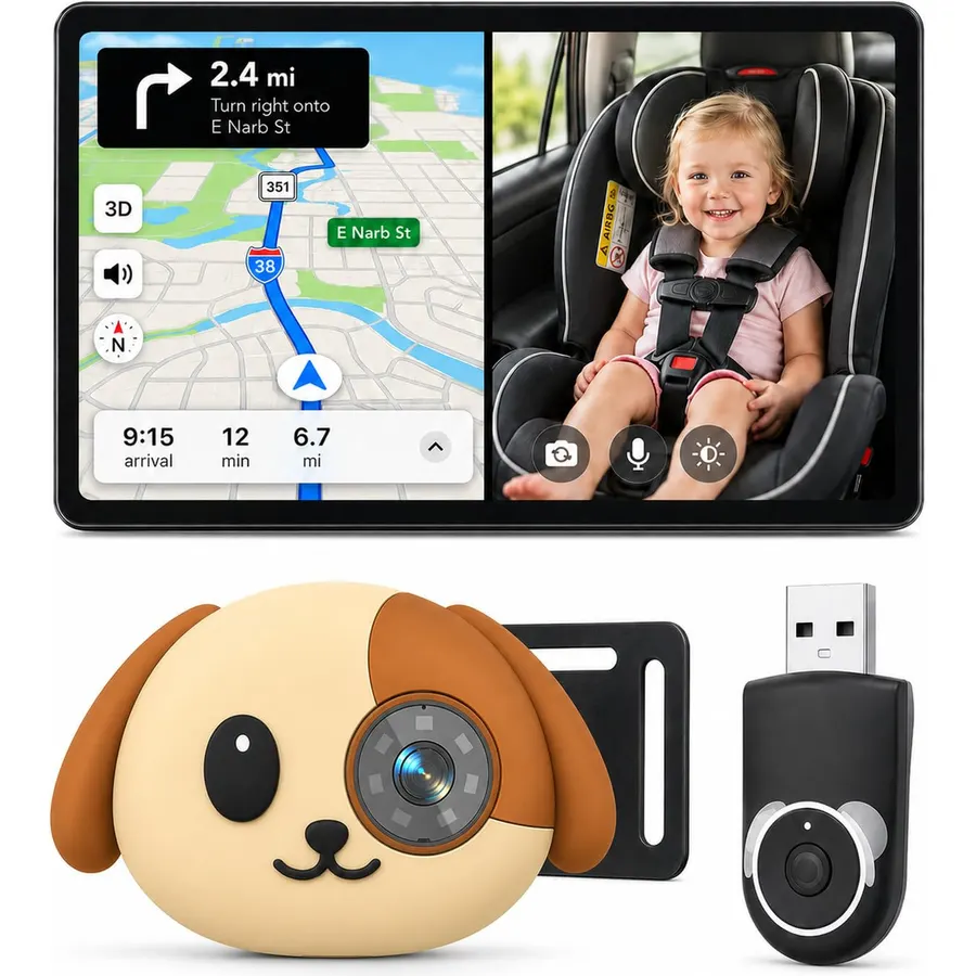 Cabin Care 1080P Baby Car Camera with Wireless CarPlay & Android Auto