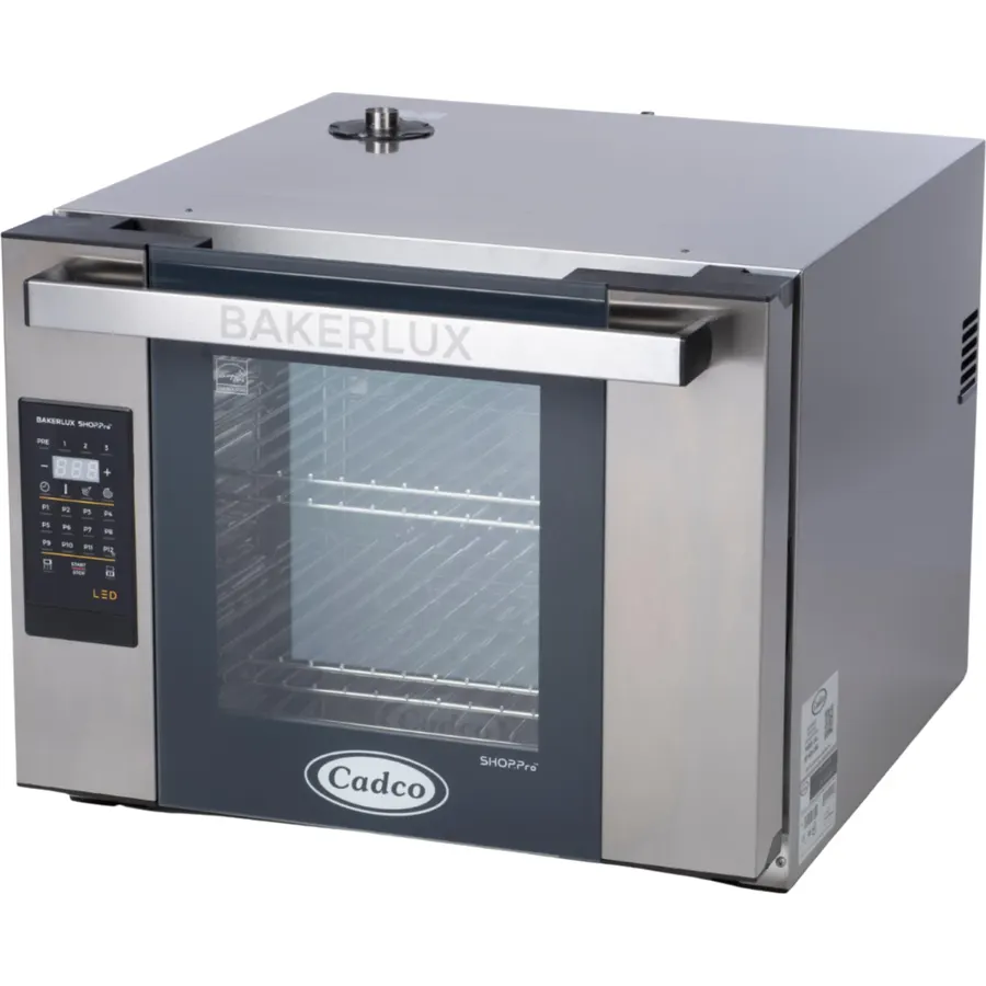 Cadco XAFT-04HS-LD Bakerlux LED Half-Size Digital Countertop Commercial Convection Oven, 4 Shelves, Stainless Steel, 23-5/8", 208/240V, NSF Certified for Restaurant and Food Truck Use