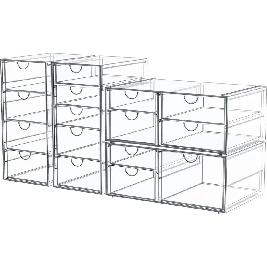 caktraie Acrylic16-Drawer Storage & Makeup Organizer for Desk