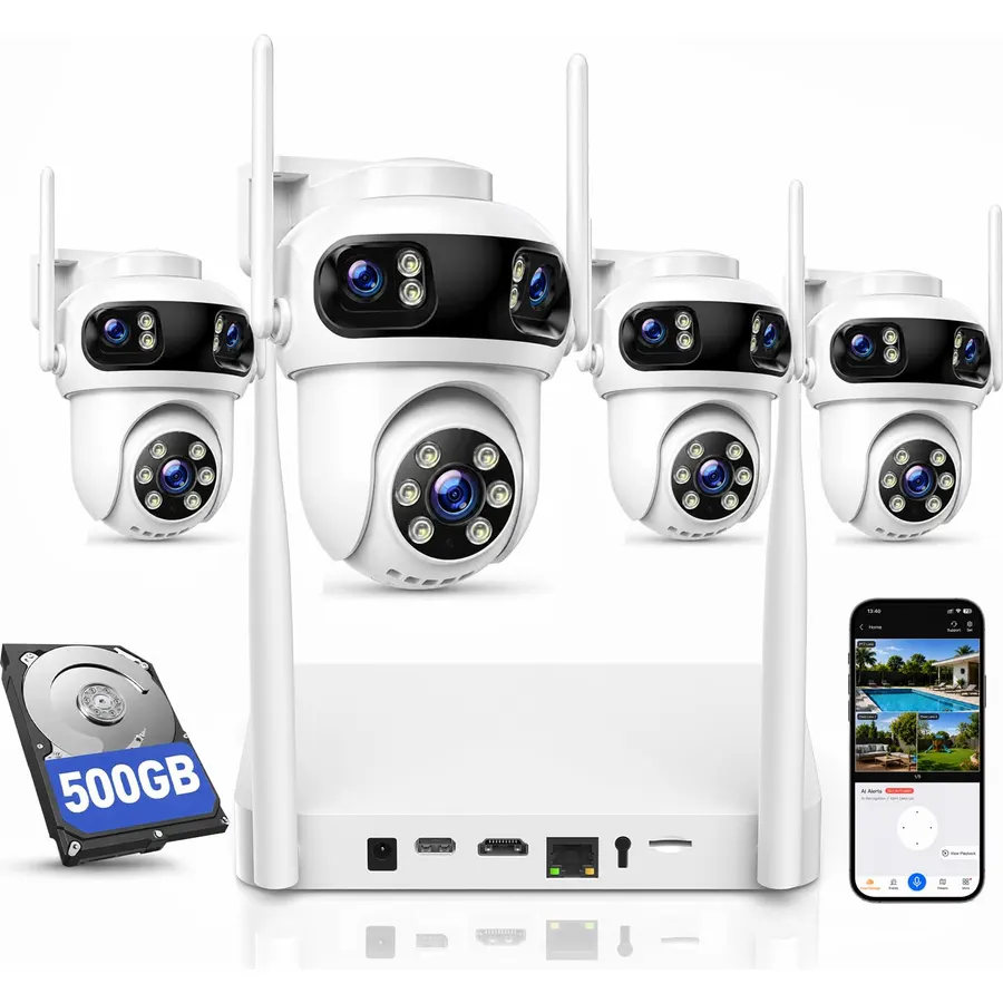 CAMCAMP Triple-Lens Wireless Security Camera System Outdoor with 12 Views