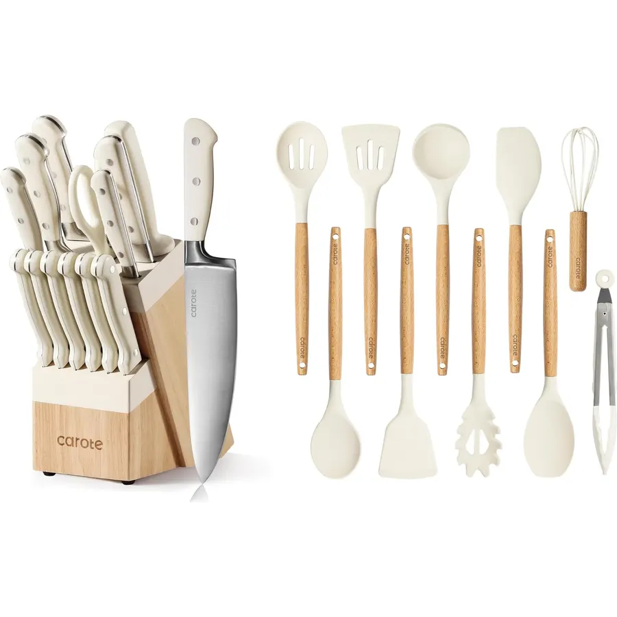 CAROTE 24PCS KNIFE SET AND UTENSILS SET
