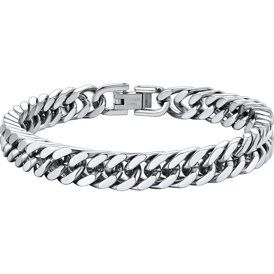 ChainsHouse Stainless Steel Cuban Link Bracelet, 6mm/8mm/12mm/17mm Width, Black/ 18K Gold Plated Chain Wrist Bracelets for Men Women