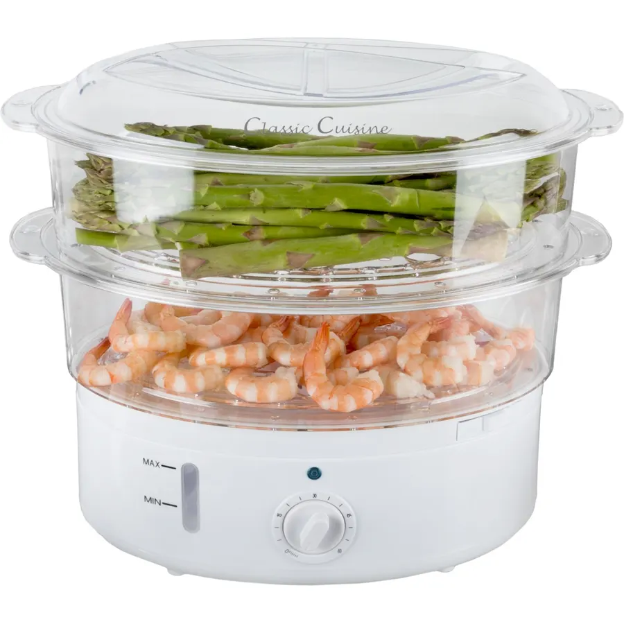 Classic Cuisine 2-Tier Vegetable Steamer and Rice Cooker, 120V 60Hz 800W
