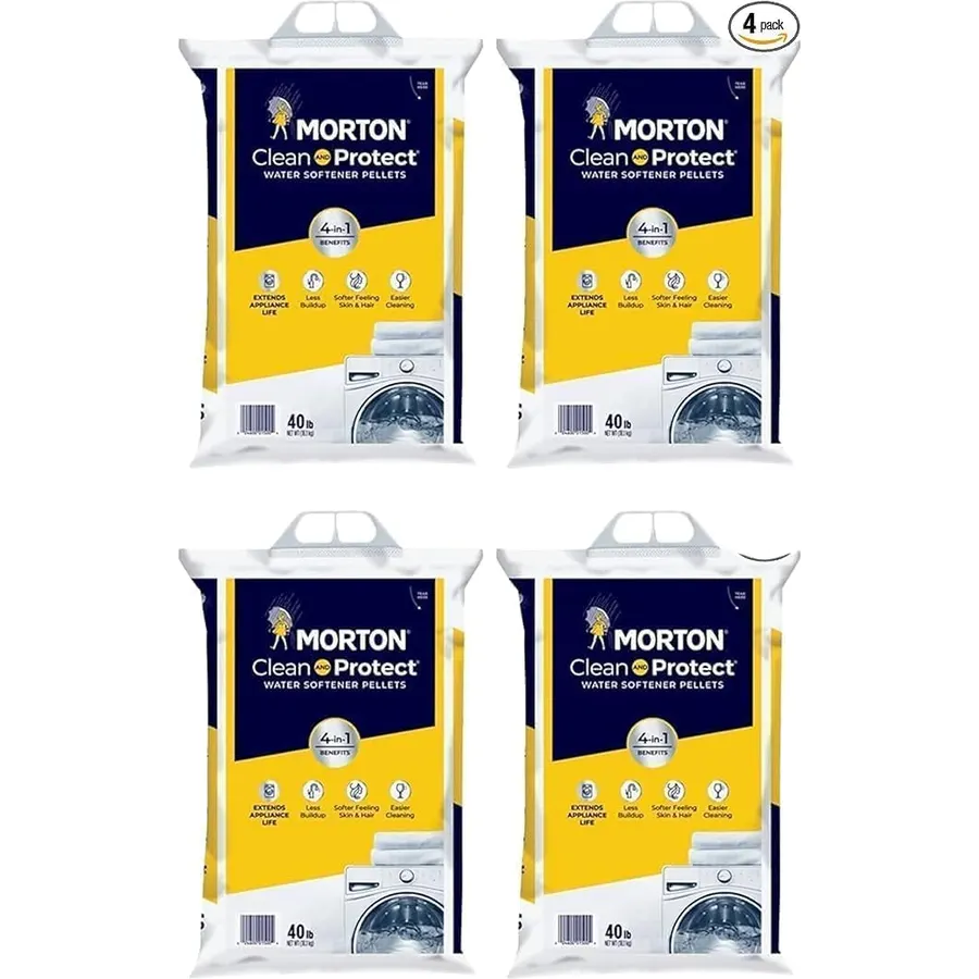 (4 Pack) Clean and Protected Water Softener Salt, 40lbs per bag. 160lbs total. Extends appliance Life; Reduces Hard Water Build Up
