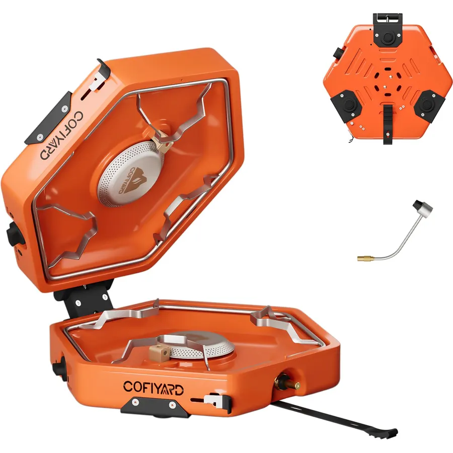 Cofiyard Propane 2 Burner Camping Stove with Carrying Bag, Portable Folding Gas Stove for Camping, Backpacking Camp Stove for Outdoor Cooking, With 17,000 BTU Adjustable Burners for BBQ, Tailgating