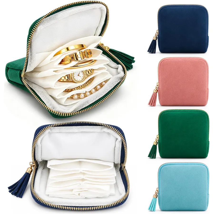 Coloch 4 Pack Small Travel Jewelry Case for Women, Portable Jewelry Pouch