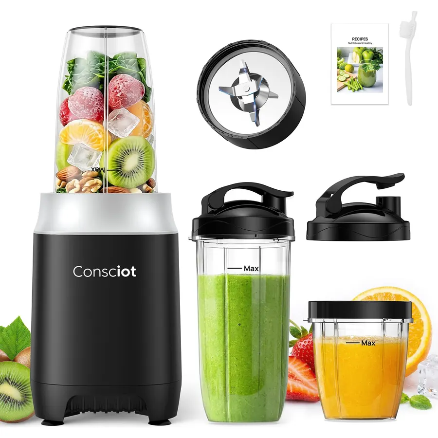 Consciot CB10 11Pcs Personal and Countertop Blender Combo, 900 Peak Watts