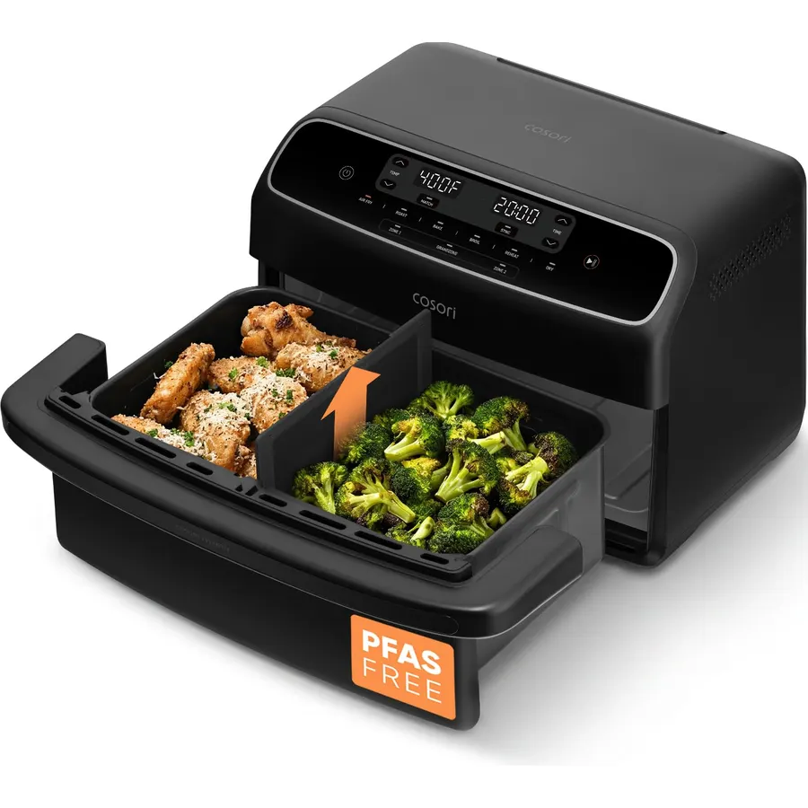 Cosori TWINFRY 9 QT Double Air Fryer, Removable Divider, PFAS-Free Ceramic