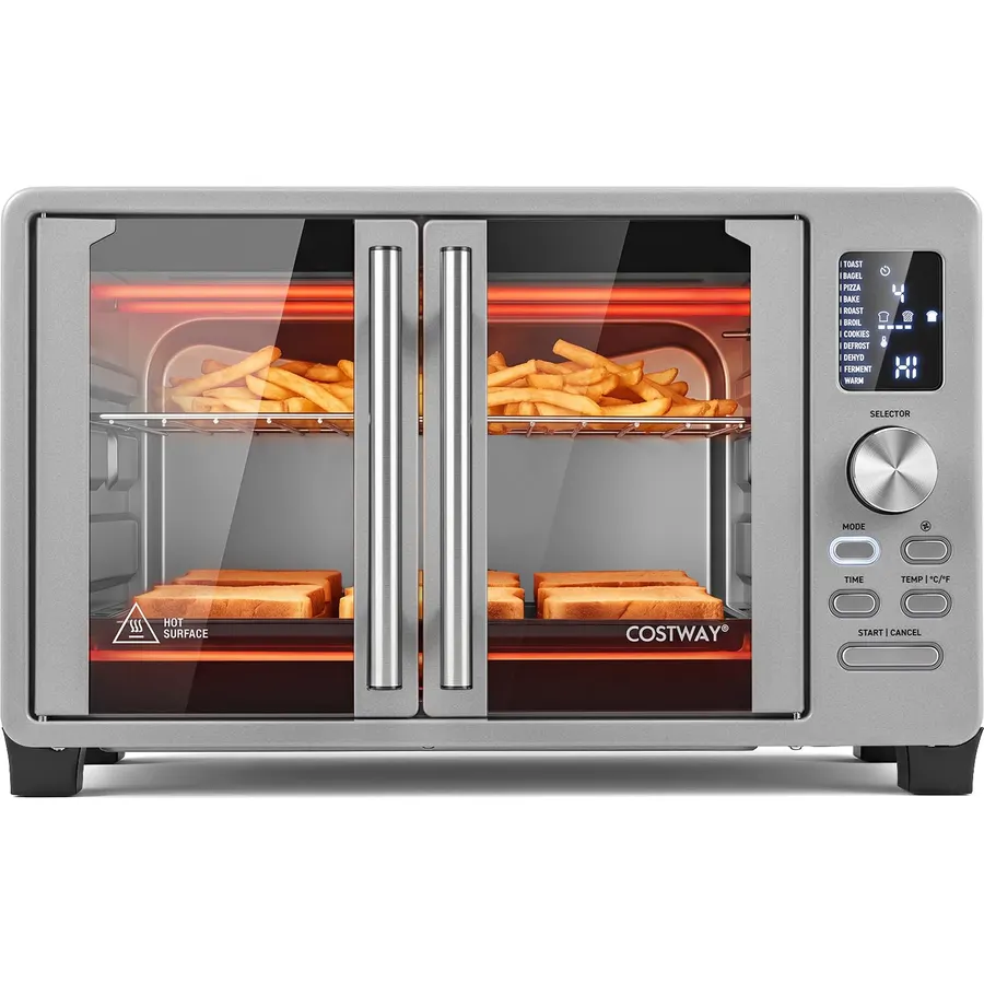 COSTWAY 26.4 QT French Door Toaster Oven Air Fryer with 11 Presets