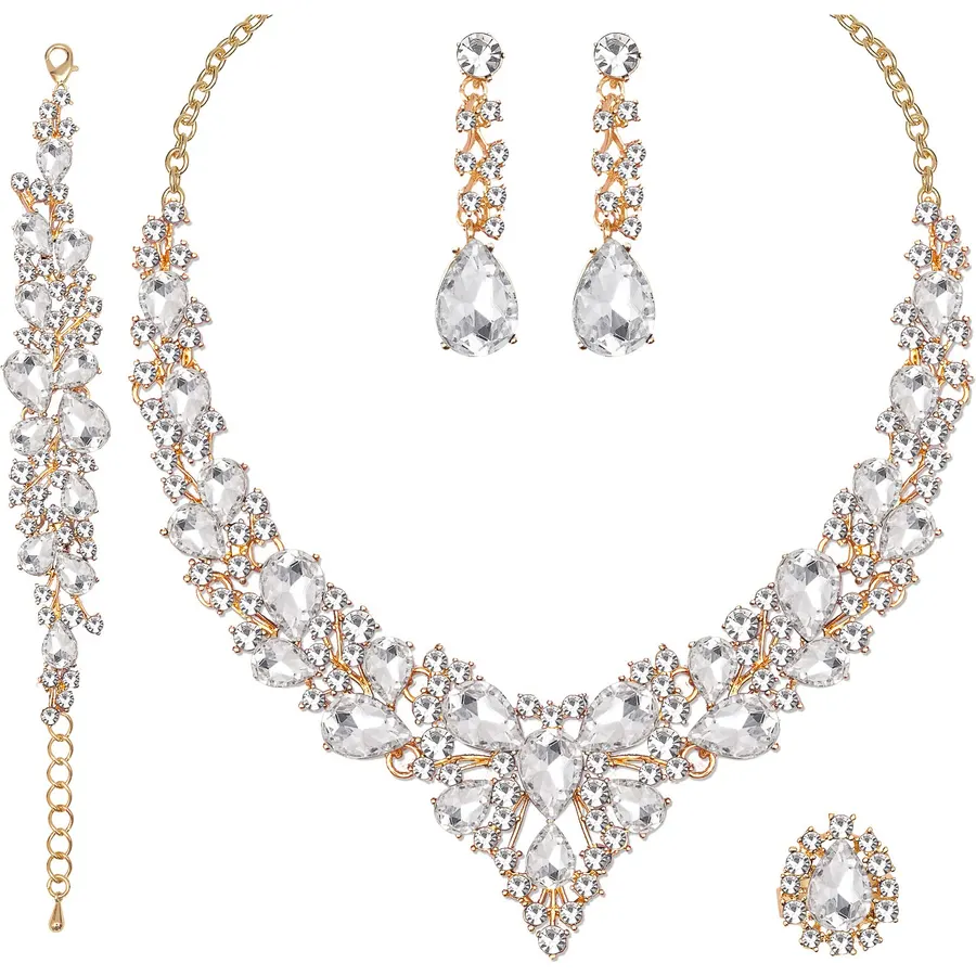 CSY Elegant Crystal Costume Jewelry Sets for Formal Events Gown Accessories