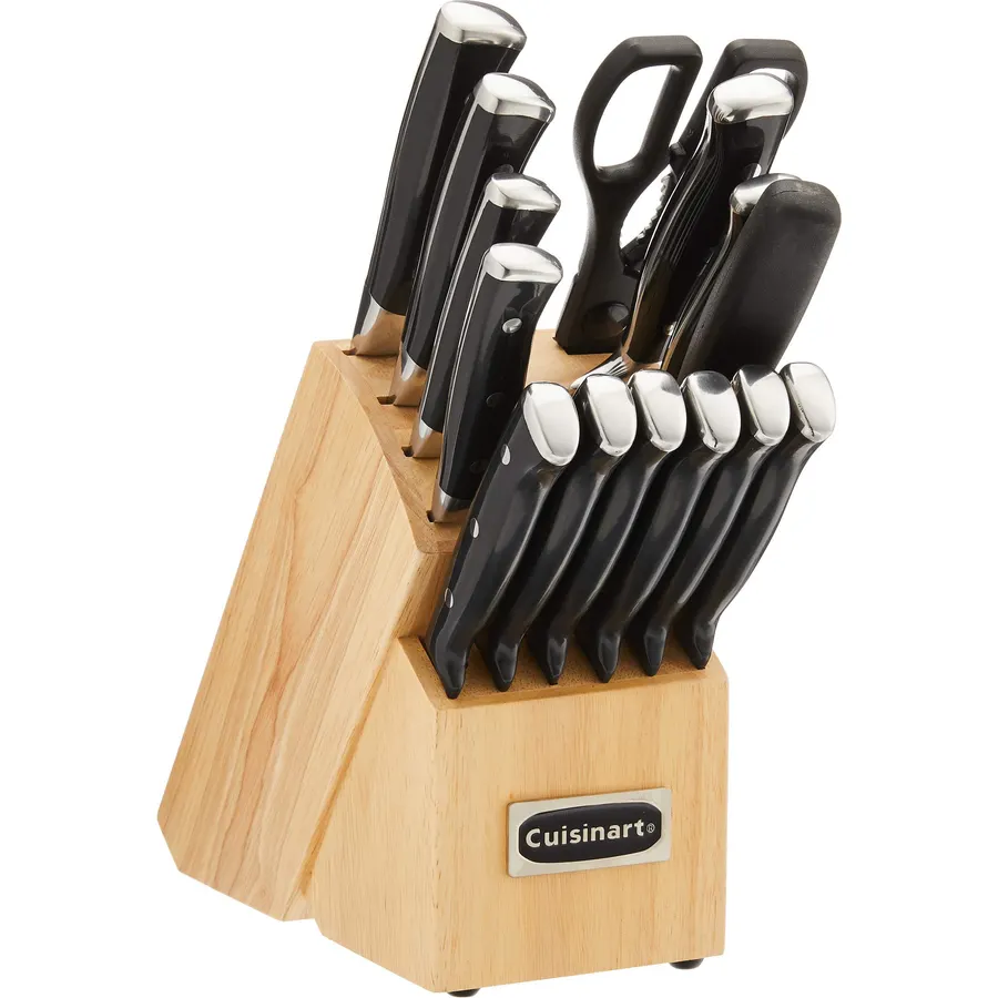 CUISINART Block Knife Set, 15pc Cutlery Knife Set with Steel Blades for Precise Cutting , Lightweight, Stainless Steel, Durable & Dishwasher Safe, C99SS-15P