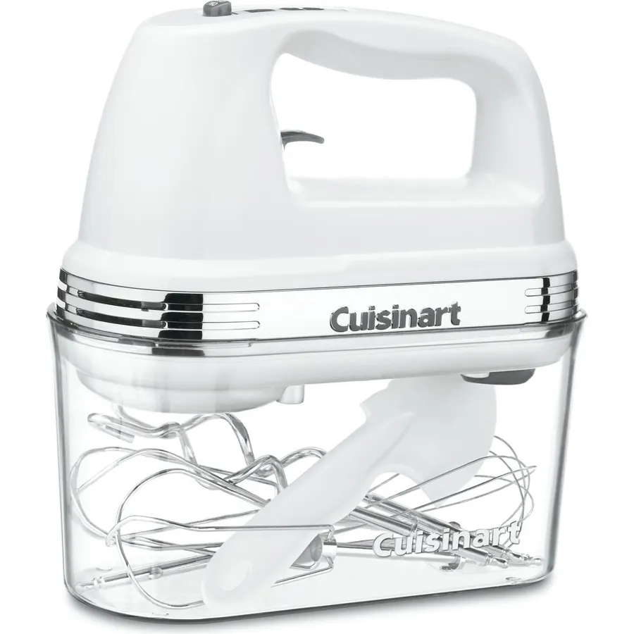 Cuisinart Power Advantage PLUS 9-Speed Hand Mixer, 220W-Motor Hand Blender Electric Mixer with 9 Speed Settings, Extra-Long Dishwasher-Safe Beaters, 3 Low Mixing Speeds, Storage Case, HM-90S, White
