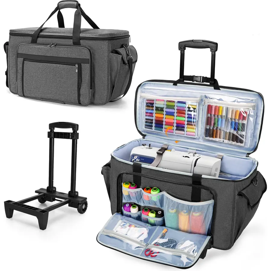 CURMIO Rolling Embroidery Machine Case Compatible with Brother SE600, PE535