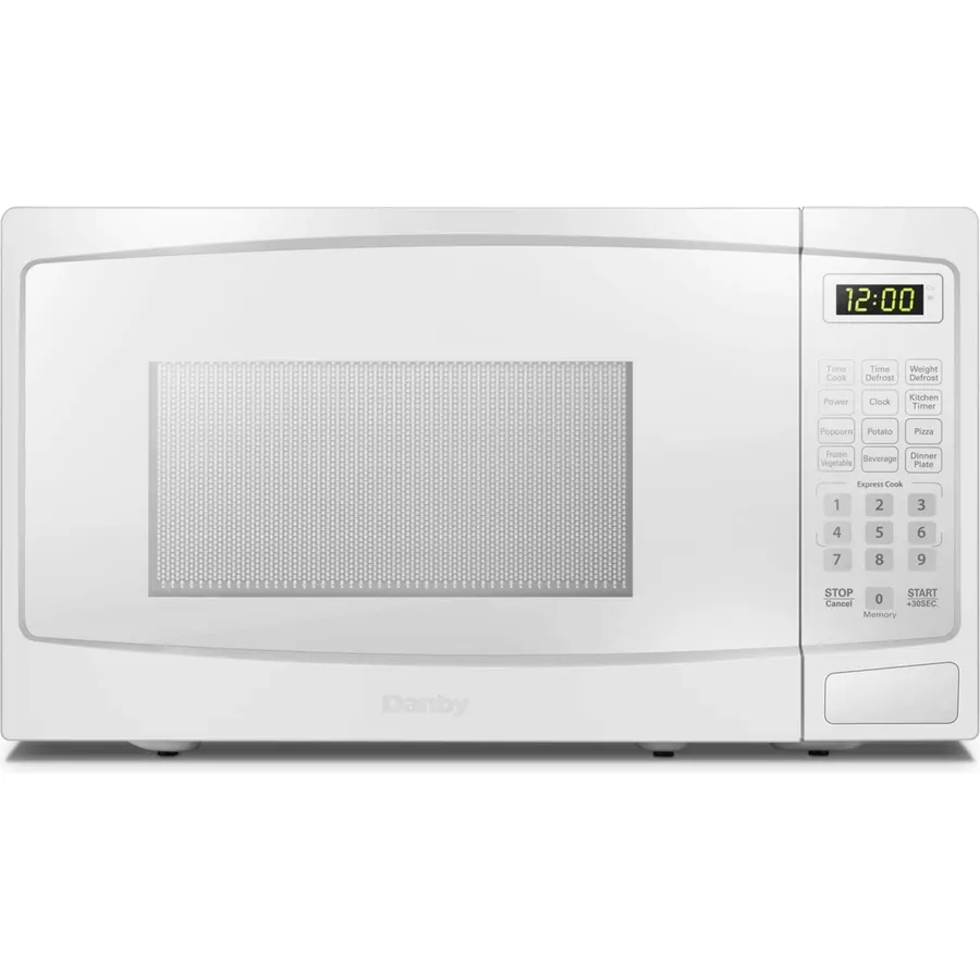 Danby DBMW1120BWW 1.1 Cu.Ft. Countertop Microwave In White - 1000 Watts, Family Size Microwave With Push Button Door