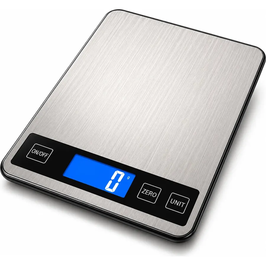 Digital Kitchen Scale 10kg/22lb, Food Scale with 1g Precision, Grams & Ounces, Stainless Steel, LCD Display, Tare Function, Multi-Unit, Battery Powered for Baking, Cooking & Meal Prep