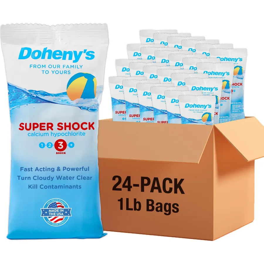 Doheny's Super Pool Shock | Pro-Grade Chlorine Shock, Quick-Dissolving, Fast-Acting 68% Cal-Hypo Granular Pool Shock | 24 x 1lb Bags, Proudly Made in the USA