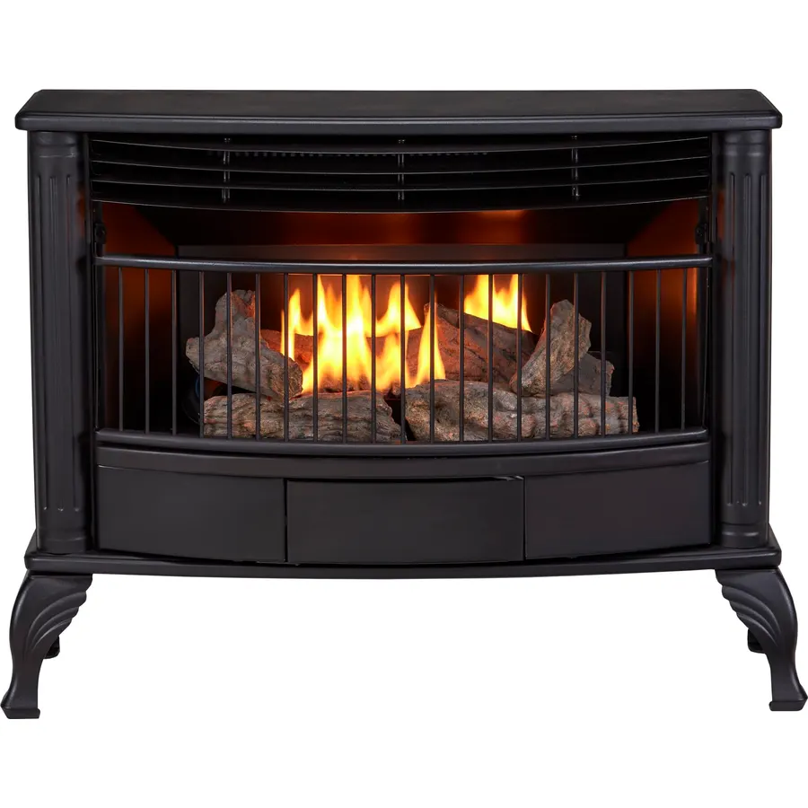 Duluth Forge Ventless Natural Gas Stove - 25,000 BTU, T-Stat Control, Black Finish - Model# QSN250T