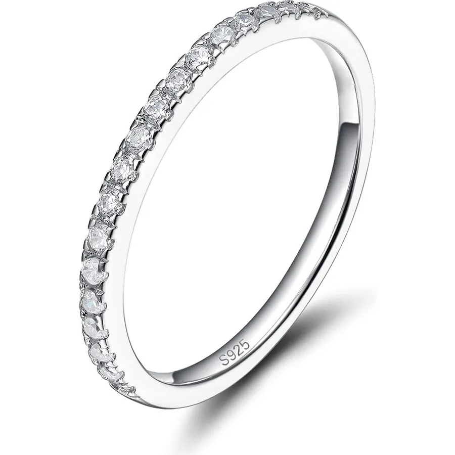 EAMTI 925 Sterling Silver Wedding Bands for Women Eternity Ring Size 3-13
