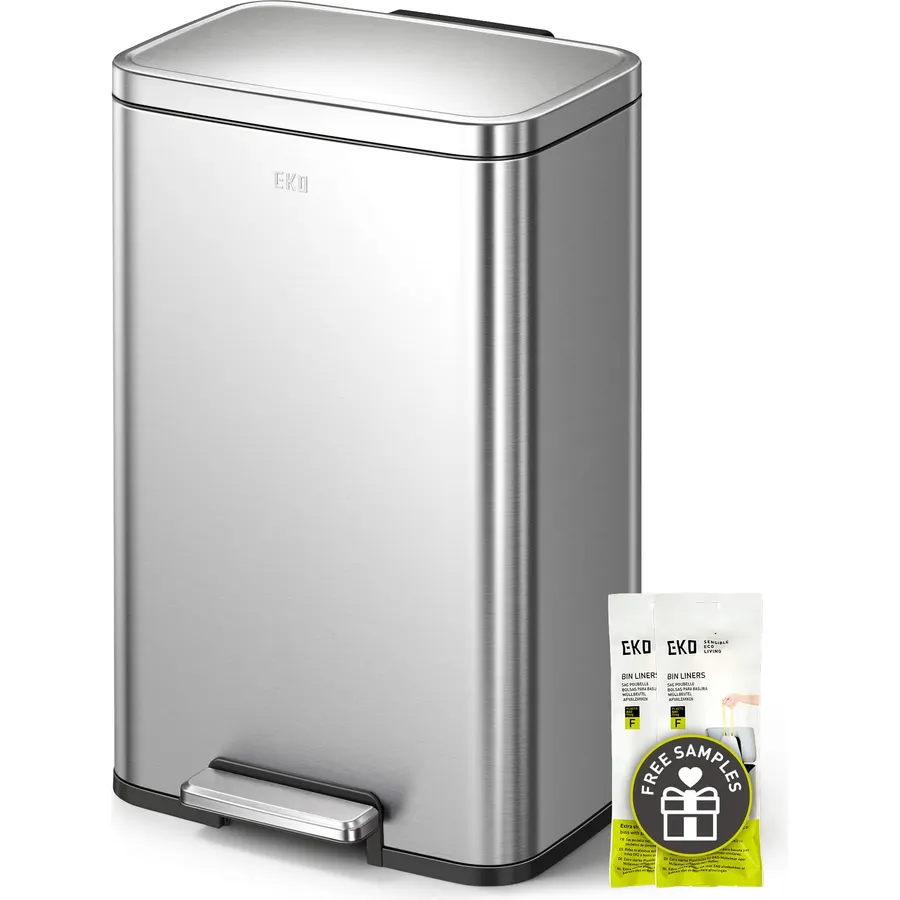 Garvee Trash Can, 2 x 8 gal (2 x 30 L) Garbage Can for Kitchen Dual Compartment Recycling Kitchen Step Trash Bin, Stainless Steel Trash and Recycle Bin Combo with Soft-Close Lid,Matte Grey
