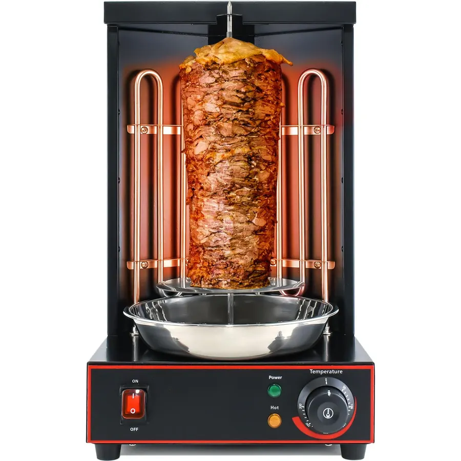 Electric Vertical Rotisserie Shawarma Broiler Kebab Grill Machine Al Pastor Rotating Grill with Temperature Chime,(Patented Product)