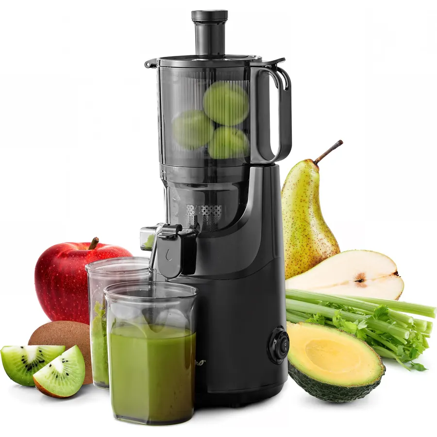 Elite Gourmet EJX320 Cold Press Masticating Juicer, 5.2-Inch Chute, Black