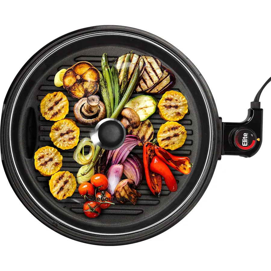 Elite Gourmet EMG6505G Indoor Electric BBQ Grill, Non-Stick, 12-inch