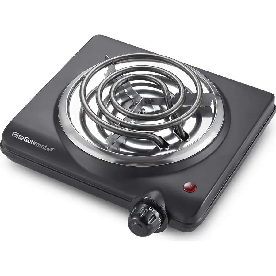 Elite Gourmet ESB100B Single Coiled Burner Hot Plate, Countertop, Black